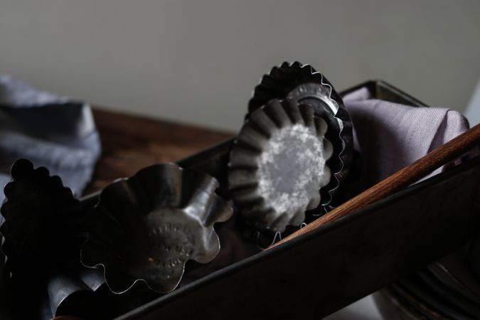 Vintage kitchenware on table