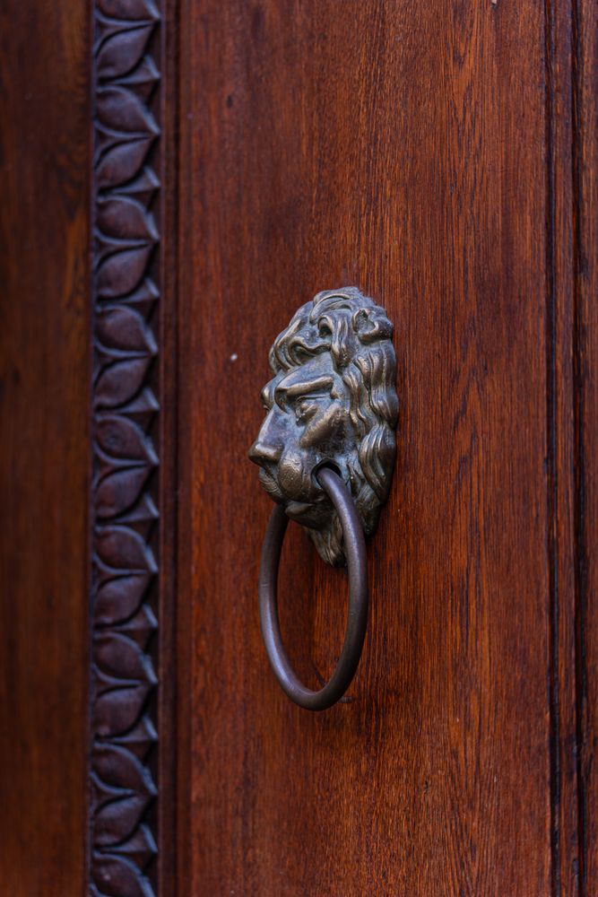 Beautiful vintage door with handle in Old Prague