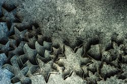 Top view of cookie cutters on table with copy space