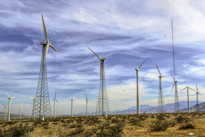 Wind turbines of Palm Springs at daytime
