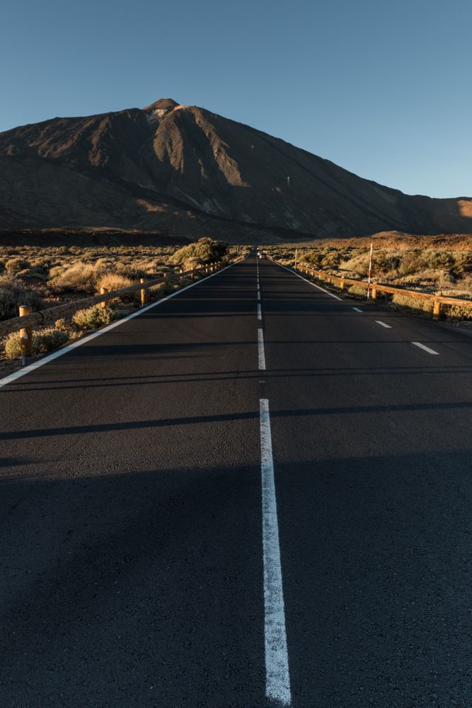 Road in desert to hills