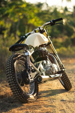 Motorcycle on roadside in countryside