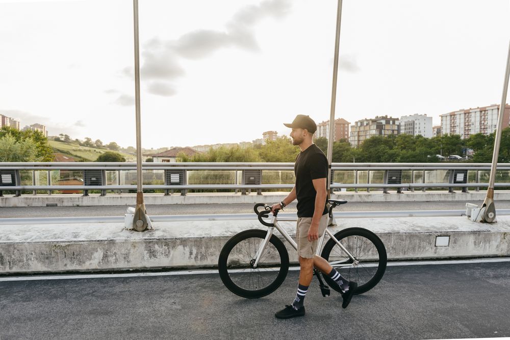 Man walking with bike