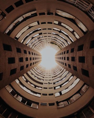 Bottom view from inside cylindrical building