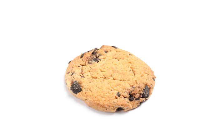 Delicious chocolate chip cookie on studio background