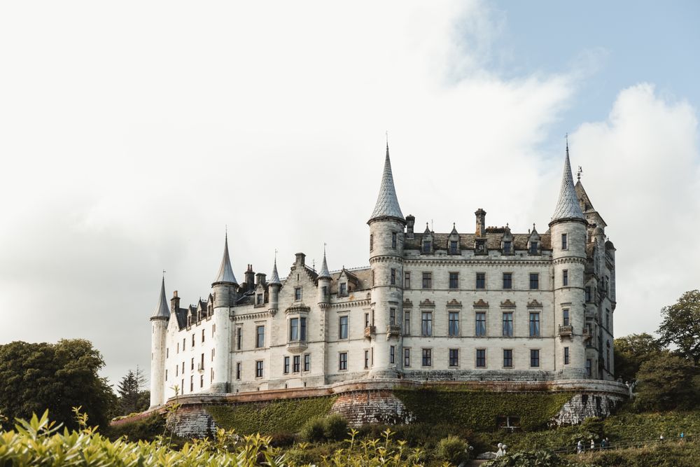 Old castle with gardens in Scotland