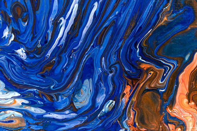 Blue Fluid Art, Abstract Acrylic