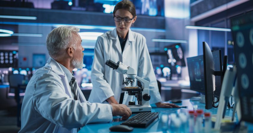 Colleagues Discussing Development Of Innovative Mental Disorder Drug
