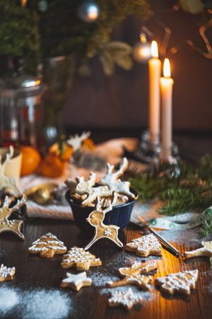 Christmas cookies with sugar icing decoration