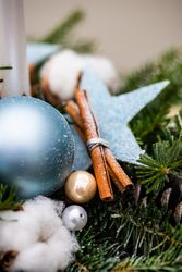 Close up of cinnamon stick on Christmas wreath