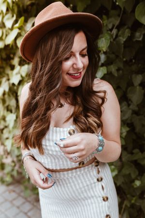 Fashionable woman outside