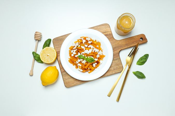 Concept of tasty homemade dish - baked pumpkin