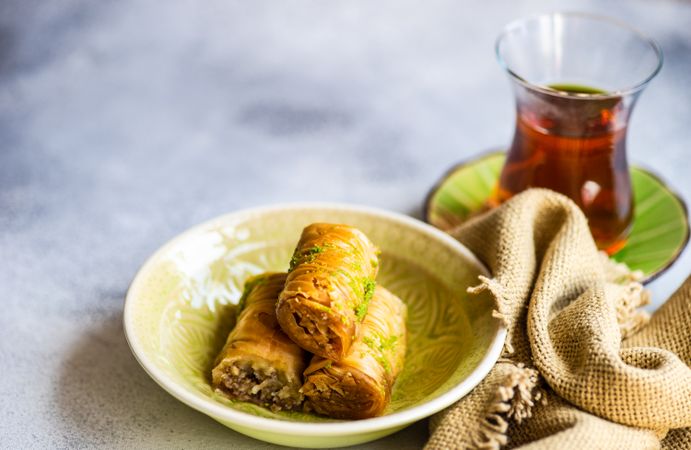 Plate of famous Turkish sweet baklava