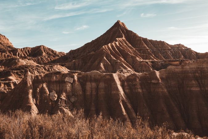 Picturesque sandy cliffs in sunlight