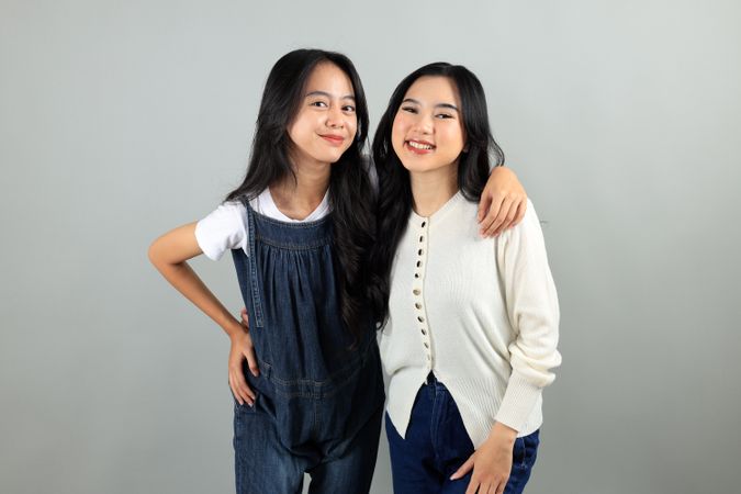 Two Girl Best Friend Hugging Each Other, Positive Cuddles Optimistic Have Fun Trust Each Other