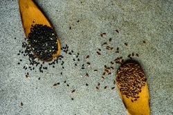 Wooden spoons with seeds