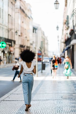 Black female on urban background