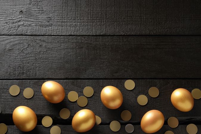 Concept of wealth and retirement - golden eggs
