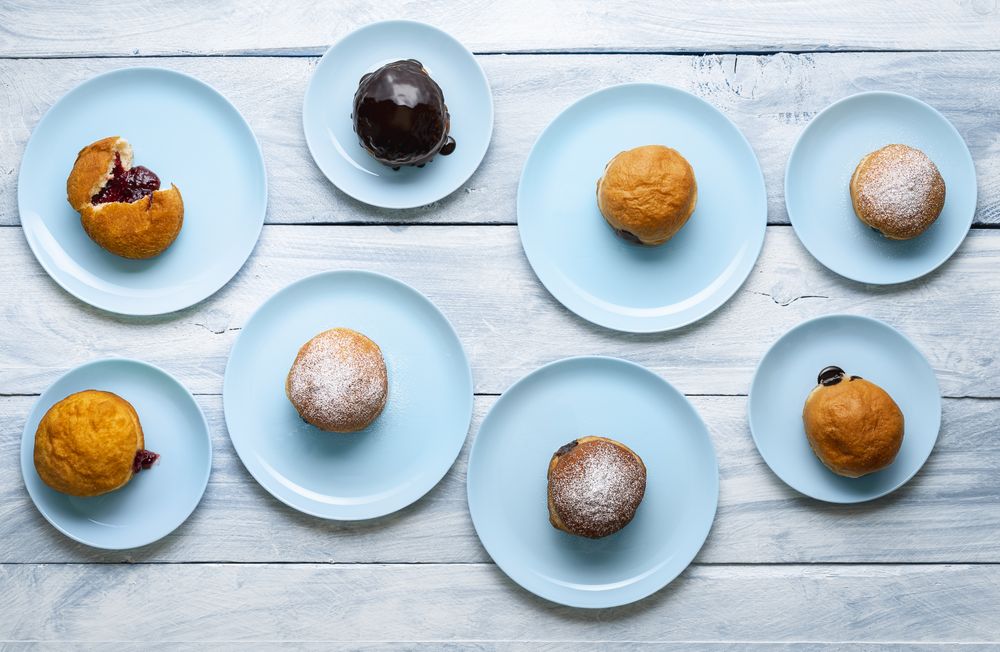 Doughnuts assortment on plates