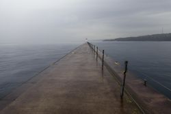 Two Harbors Light House on a foggy day in Minnesota