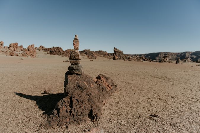 Stones tower in dry desert