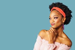 Studio shoot of thoughtful Black woman