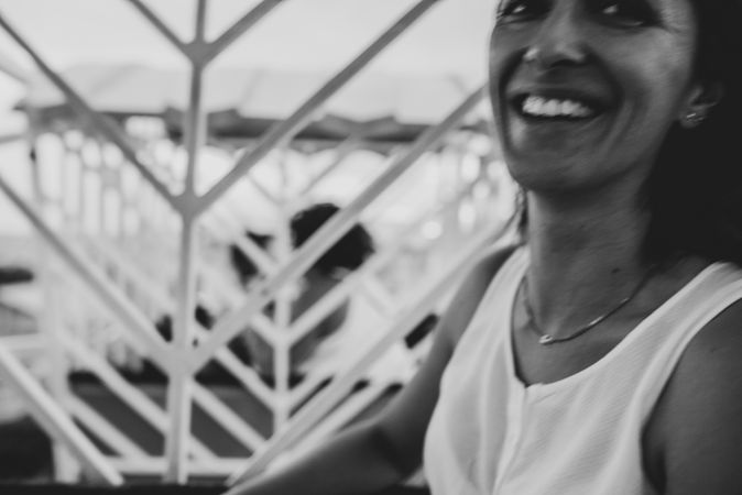 Mother riding Ferris wheel