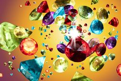 Multi-colored diamond on gradient yellow orange background