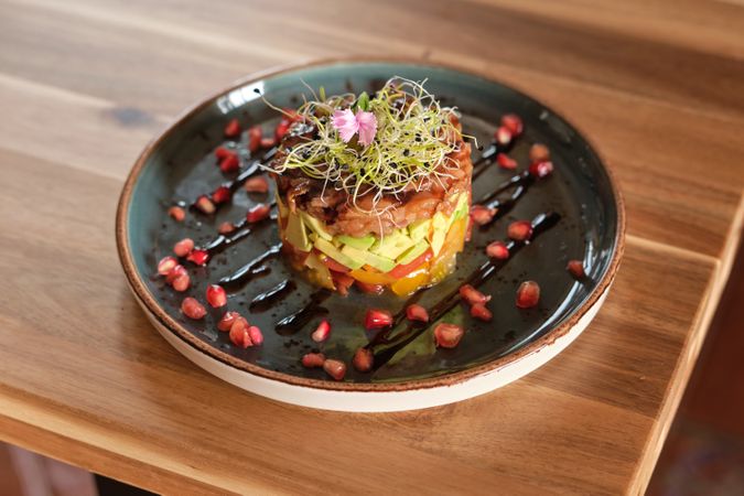Delicious tartar on plate in restaurant