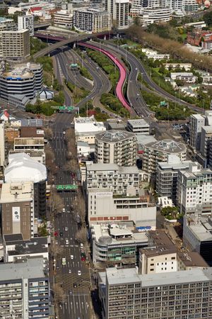Aerial view of city buildings in Auckland, Auckland, New Zealand