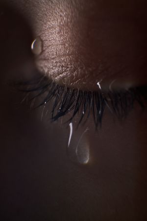 Eye of anonymous person with tears