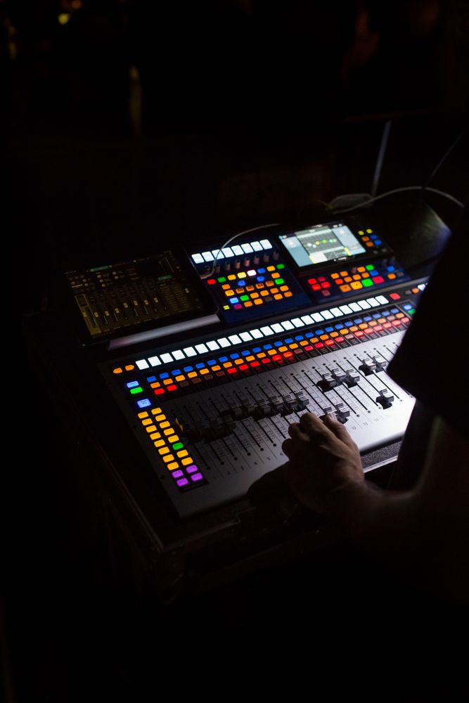 Sound mixer during a night concert