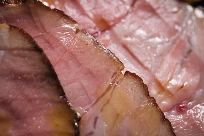 Closeup of raw meat freshly sliced with smooth surface