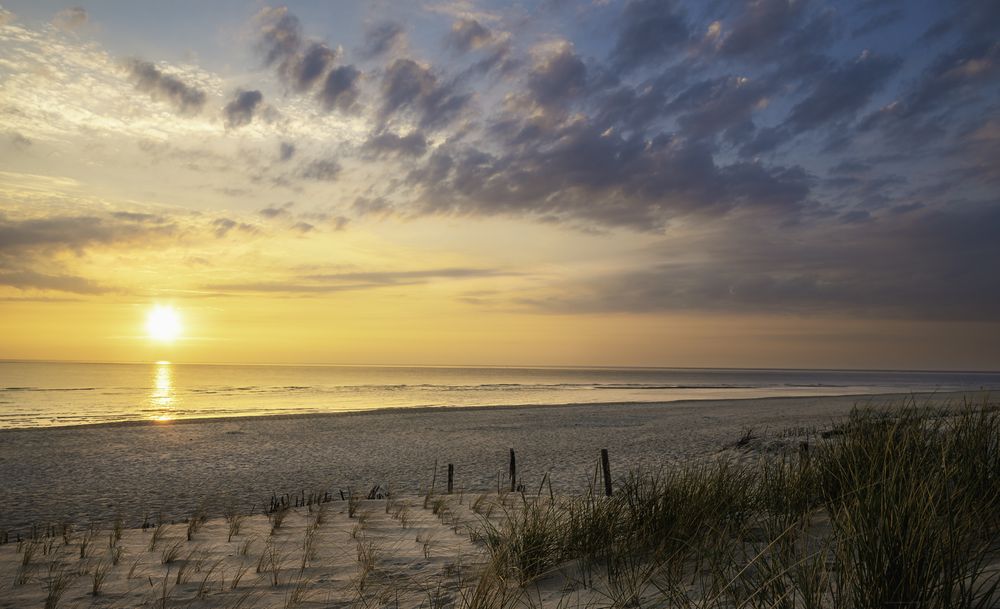 Island beach landscape at sunset