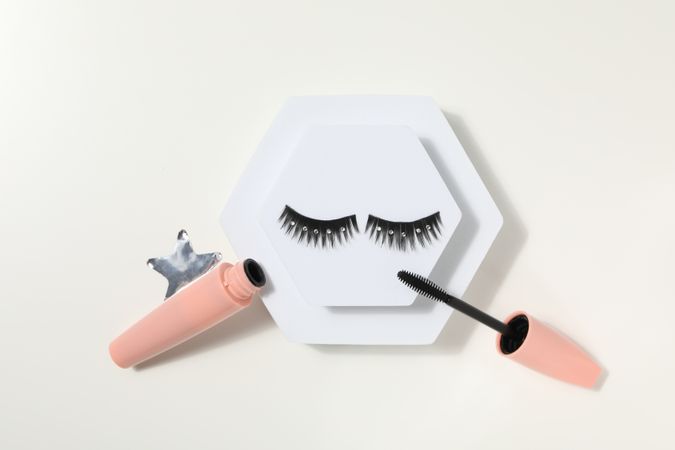 concept of cosmetology tools and beauty treatment, false eyelashes
