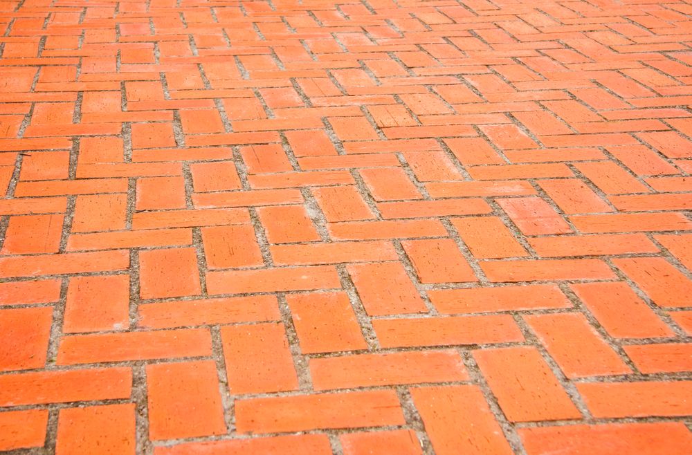 Background of rectangular orange brick paving stones