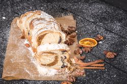 Delicious pound cake on backing paper