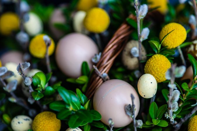 Eggs in decorative Easter basket