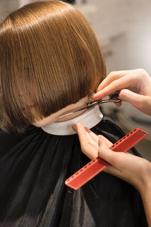 Child Modeling a Bob Haircut