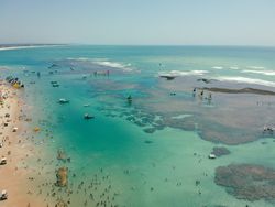Sailboats & people at Porto de Galinhas Beach