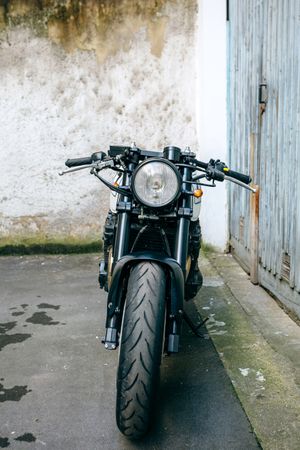 Front view of customized motorcycle