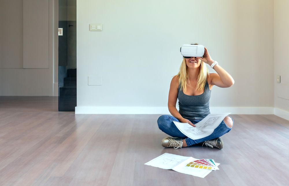 Woman watching with virtual reality glasses
