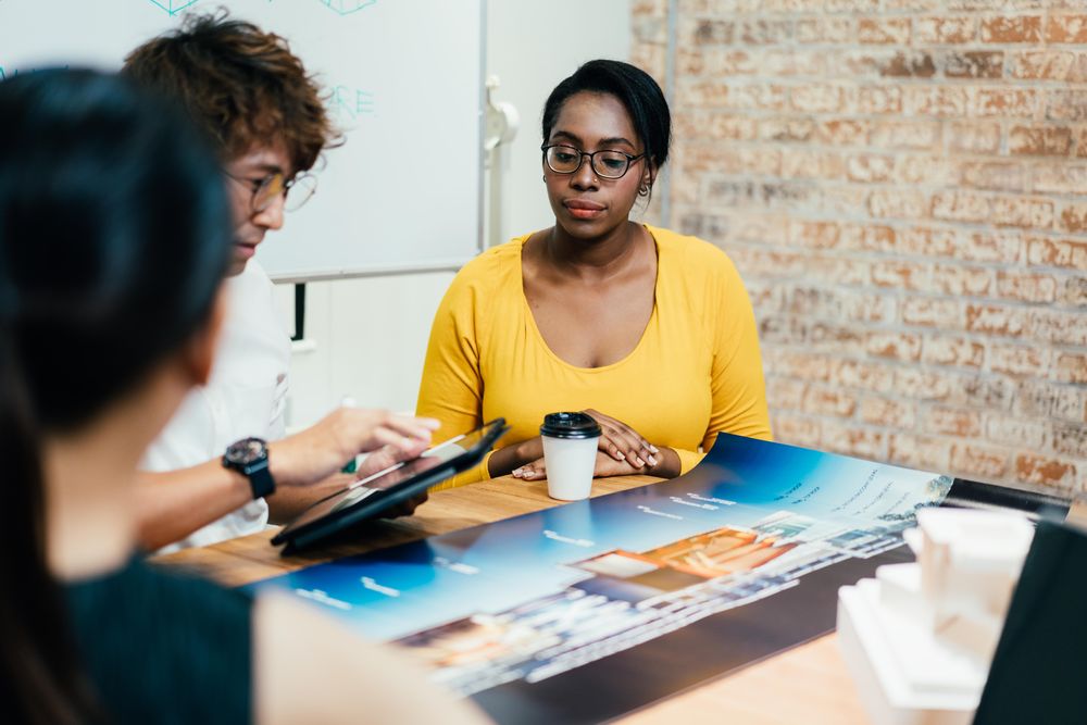 Multi-ethnic group of people at meeting
