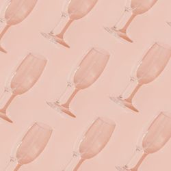 Champagne glass pattern on pastel coral background