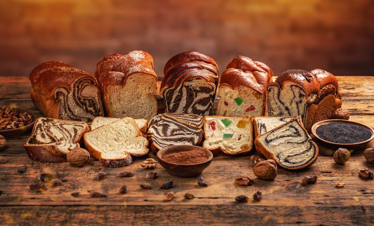 Assortment of sweet bread loaf