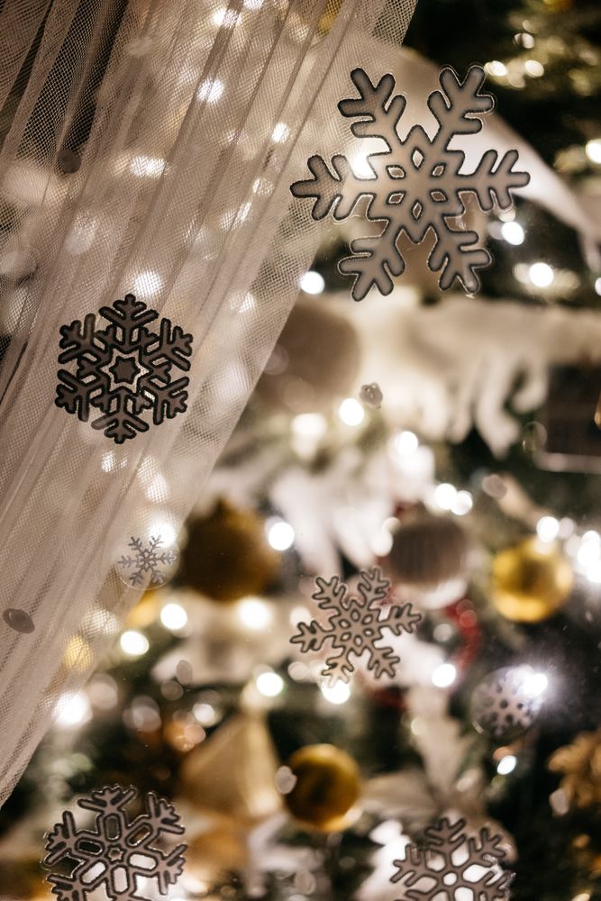 Bright Christmas tree in cozy room