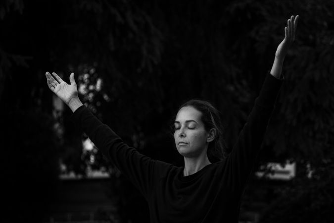 Focused woman during martial arts training