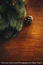 Advent wreath and pine cone on wooden background 5R6lJ5