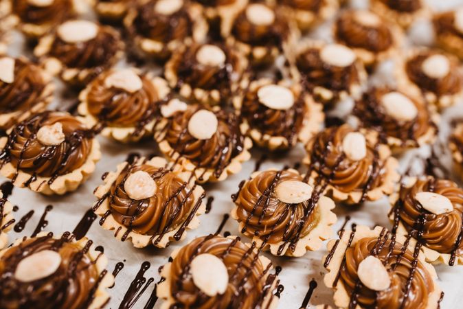 Delicious desserts with nuts and caramel