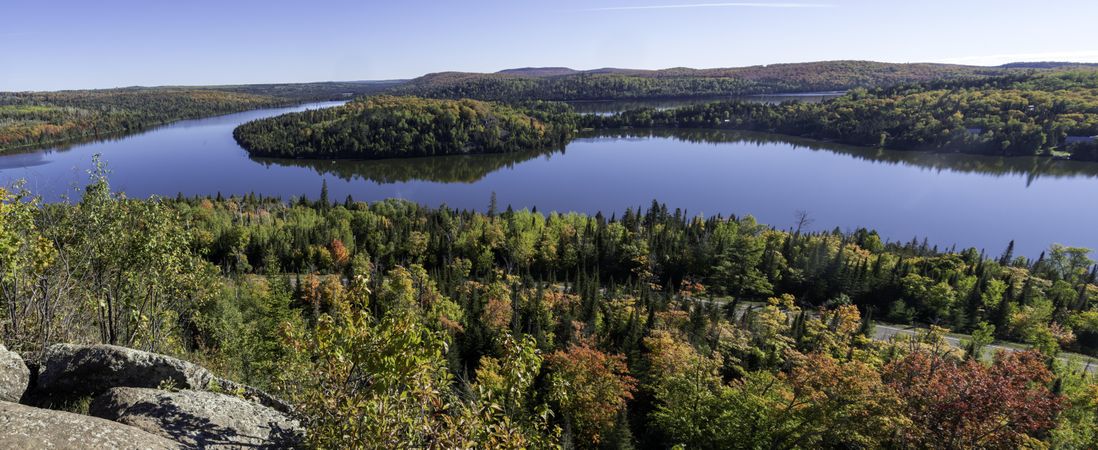 Panorama at overlook on the Superior Hiking Trail Spur Trail in Lutsen, Minnesota